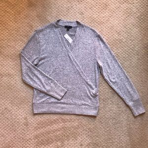 Super soft JCrew grey faux wrap top, size small